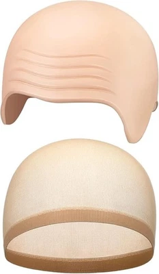 Syhood 2 Pieces Halloween Bald Cap Makeup Latex Head Wig Large, Beige - Image 1 of 4
