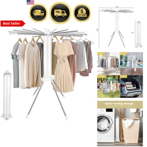 Wäscheständer faltbar tragbar Wäscheständer Indoor Outdoor weiß - Bild 1 von 9