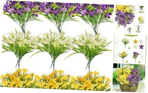 Fake Lily Flowers Artificial Outdoor Flower for Spring Summer,10Bundles UV - Picture 1 of 7