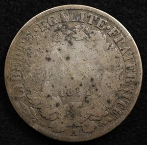 France 1 Franc 1871A, Coin, Silver, Inv#F800 - Picture 1 of 2