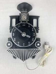 VTG MASTER CRAFTERS CLOCK CO ELECTRIC TRAIN LOCOMOTIVE CLOCK BLACK TESTED VGC! - Picture 1 of 12