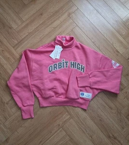Womens Pink Reebok Crop Roll Neck Sweater Size XS Flintstones Jetsons Orbit High - Picture 1 of 8