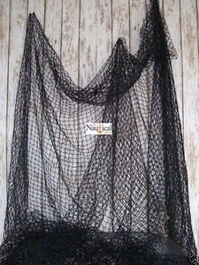 Auténtica red de pesca - 10'x10' NEGRA - cangrejo, trampa para langosta - red vintage real - Imagen 1 de 6