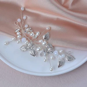 Bridal Hair Accessories Wedding Headpiece for Bride Pearl Hair Vine with Crys... - Picture 1 of 7