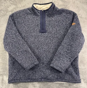 Orvis Brighton Sweater Mens 2XL Blue Sherpa Lined 1/4 Zip Pullover Jacket Nature - Picture 1 of 13