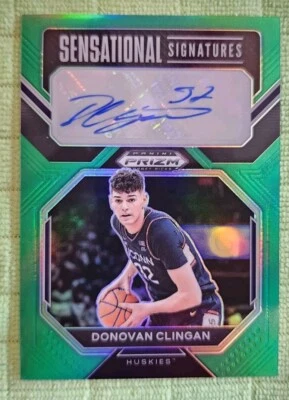 2023 Prizm Draft Picks Donovan Clingan SENSATIONAL SIGNATURES  Green Prizm... - Image 1 of 2