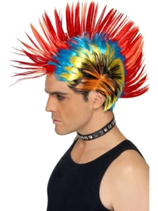 Erwachsene Peter Wright Perücke Darts Multi Irokesen 80s Punk Kostüm 1980s Neu - Bild 1 von 1