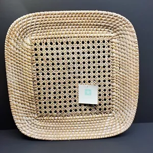 Menge 8 Korb Rattan Pappteller Halter 13" Quadrat Picknick Camping Naturfarbe - Bild 1 von 11