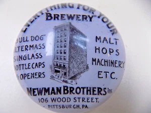 NEWMAN BROTHERS Pittsburg PA Antique Glass Paperweight Brewery Supplier USA - Picture 1 of 8