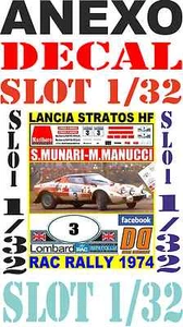 ANEXO DECAL SLOT 1/32 LANCIA STRATOS HF SANDRO MUNARI RAC 1974 (02) - Imagen 1 de 1