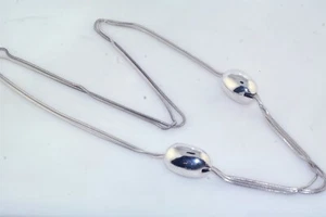 MIGNON FAGET Sterling Silver Double Pecan Slide Necklace 1980 Symmetry Colection - Picture 1 of 7