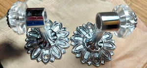 Bathroom Hardware Rosette Towel Backplate Chrome Lucite No Bar Made in Portugal - Picture 1 of 9