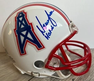 RARO mini casco Warren Moon autografato firmato HOUSTON OILERS VSR4 BAS - Foto 1 di 2