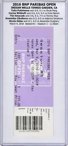 Boleto de tenis completo 2016 BNP Paribas Open Indian Wells 3/9 sesión #1 estadio 2 - Imagen 1 de 7