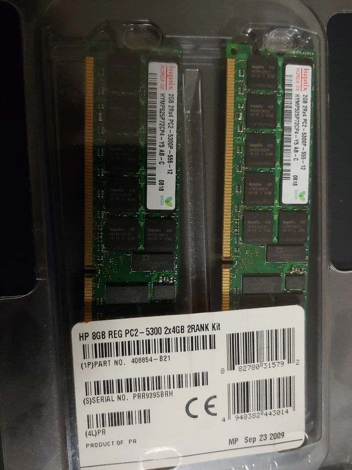HP Genuine Server RAM 8GB 2x4GB PC2-5300P ECC REG DDR2 667 PC5300 Memory 240-PIN - Image 1 of 1