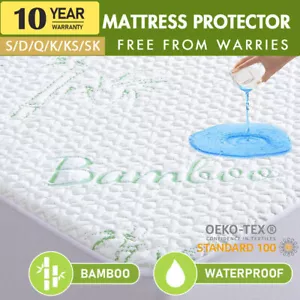 Mattress Protector Bamboo Waterproof Topper Fitted Cover S/D/Queen/King/KS/SK AU - Picture 1 of 18