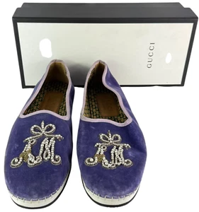 GUCCI Purple Velvet Pearl AM Men's Espadrilles Moccasin 7.5 - 8 US - Picture 1 of 12