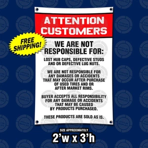ATENCIÓN AL CLIENTE Descargo de responsabilidad Nuevo letrero llantas de neumáticos tienda mecánica automática legal - Imagen 1 de 6