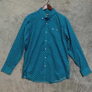 George Strait Collection By Wrangler Mens Blue Button Front Shirt Medium Western - Picture 1 of 7