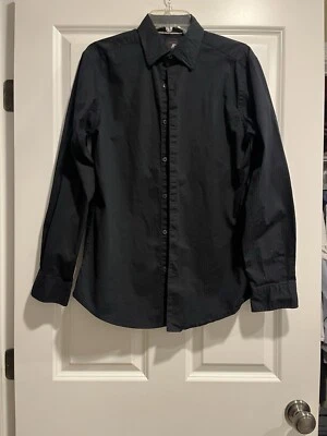 Camisa de vestir para hombre J Ferrar corte moderno mediano 15-15 1/5 negro a rayas mezcla de algodón Foto 1 de 4