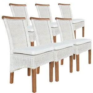 Esszimmer-Stühle Set Rattanstühle Perth 6 Stück Esstisch Stühle weiß Korbstühle - Bild 1 von 39