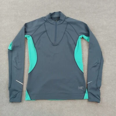 Camisa Arc'teryx Mujer Pequeña Gris Verde 1/4 Cremallera Cuello Simulado Manga Larga Ligera Foto 1 de 4