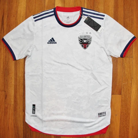 Adidas DC United 21/22 Authentic Away Soccer Jersey Mens M GK1453 White Red Blue Cover