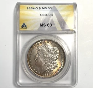 1884-O $1 Morgan Silver Dollar ANACS MS63 Beautiful Fiery Toning - Unique Coin! - Picture 1 of 9