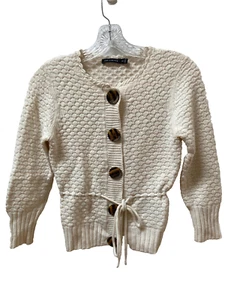 The Limited Junior Sweater Ibory Brown Big Buttons Waist String SZ XS - Picture 1 of 2