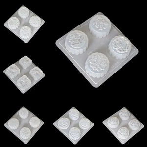 4 Cavity Plastic Fondant Cake Mooncake Mold Chocolate Muffin Cupcake Mould Tool - Picture 1 of 9