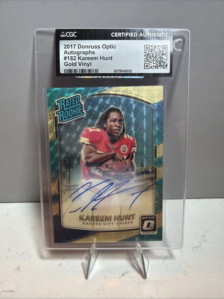 Panini Donruss Optic Gold Vinyl 2017 Kareem Hunt Rookie Auto 1/1 CGC auténtico #182 Foto 1 de 2