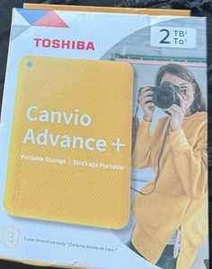 Toshiba Canvio Advance Plus Portable External 2TB Hard Drive Yellow Storage - Picture 1 of 4