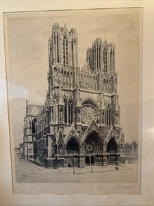 Atemberaubende hochdetaillierte Kathedrale Notre-Dame Paris Radierung signiert Rudi gerahmt - Bild 1 von 10