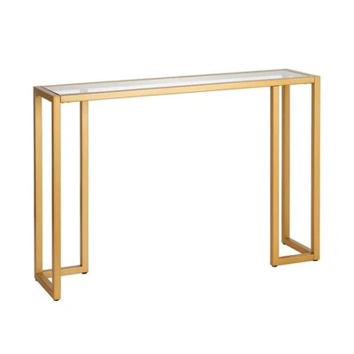 Meyer and Cross Console Table 42"x10"x29" Brass Rectangle Glass Durable Indoor - Image 1 of 4