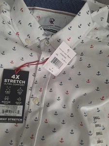International Report Performance Shirt Short Sleeve Button Front Small Anchor - Picture 1 of 8