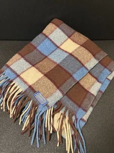 "Manta Pendleton de colección a cuadros 100 % lana flecos ~ 60x51"" 1970" - Imagen 1 de 5