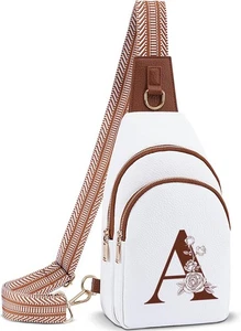 Umhängetasche für Damen Leder Sling Bags mit Anfangsbuchstaben Bauchtasche...  - Bild 1 von 6