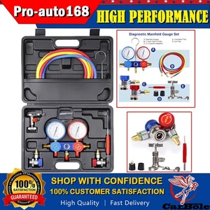 Professional AC Car Air Conditioner Kit Diagnostic Manifold Gauge AC/HVAC Tool - Picture 1 of 15