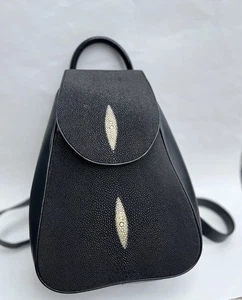Mochila de cuero genuino Stingray - Hecha a mano, Unisex, hallazgo raro - Imagen 1 de 19