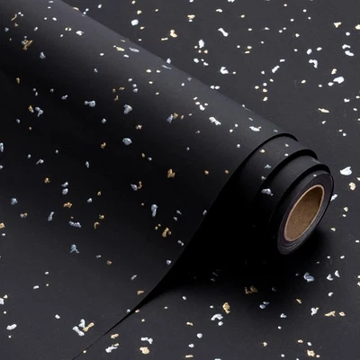 Rolo de papel de embrulho preto 30 polegadas - 30 polegadas x 16,5 pés - Design de ouro preto com... - Imagem 1 de 4