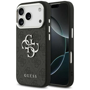 Custodia IPHONE 17 Pro Similpelle Guess Grigio Big Logo Metallo Argento - Foto 1 di 8