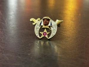 Pin Shriners Potentado Pasado Oro 14K, Rubí y Diamantes 3,24gr - Imagen 1 de 6