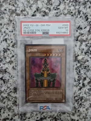 2002 Yu-Gi-Oh! Pharaoh's Servant Jinzo Reverse Foil Error PSA 10 - Image 1 of 4