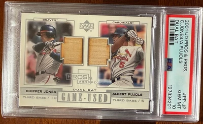 2001 Upper Deck Dual Bat Albert Pujols/Chipper Jones RC PSA Gem Mint 10🔥🔥🔥 Foto 1 de 2