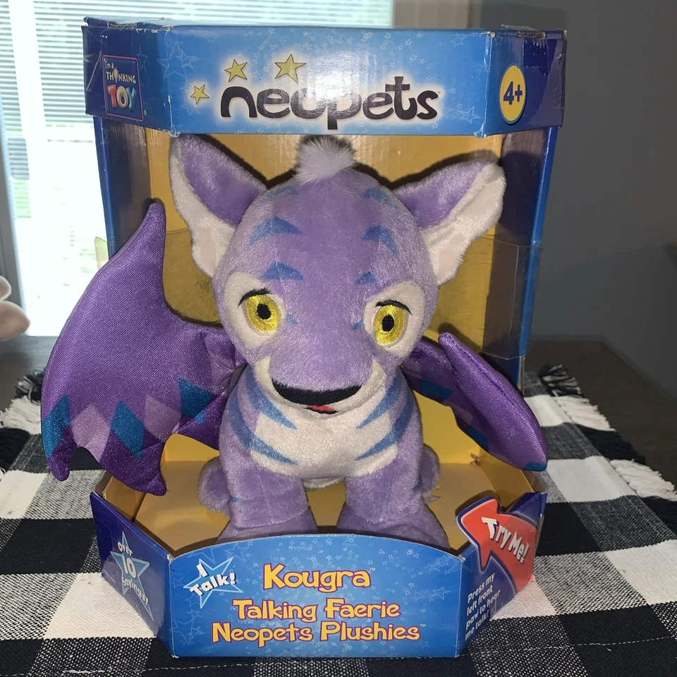 Neopets Faerie Kougra Talking Light up Plush 9" 2003 Purple Cougar Tiger 13730