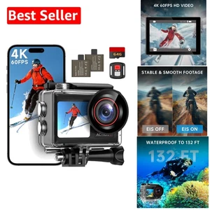 Stunning 4K Action Camera: 30MP Photos, Waterproof to 132FT, & EIS Technology - Picture 1 of 9