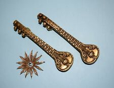 Crafted Veena Brass Door Pull Set Sarasvati Musical Sitar Shape door Handle HK87