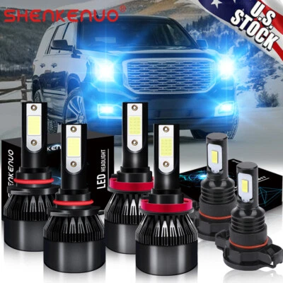 For GMC Yukon XL 2015-2019 6pc 8000K LED Headlights & Fog Light Bulbs Combo Kits - Image 1 of 4