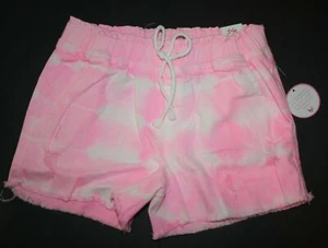 New Justice Girls Shorts 10 yr Pink Tie Dye Destructive Spots Fray Hem Denim - Picture 1 of 2