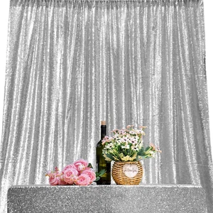 JYFLZQ Silver Sequin Backdrop Curtains 4ft x 6.5ft 1 Panel Glitter Photo Booth B - Picture 1 of 9